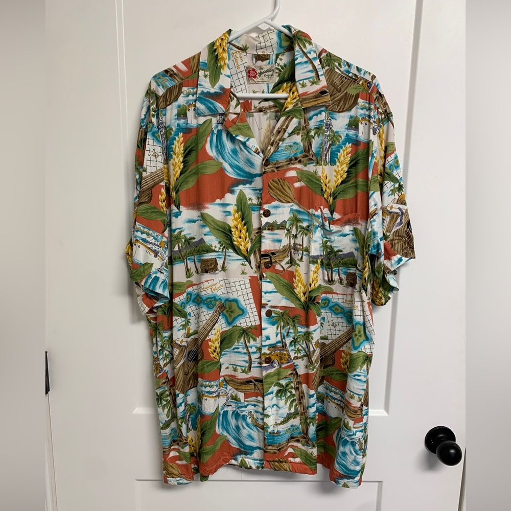 Vintage Hilo Hattie The Hawaiian Original Mens Button Up Floral Tiki Shirt XXL